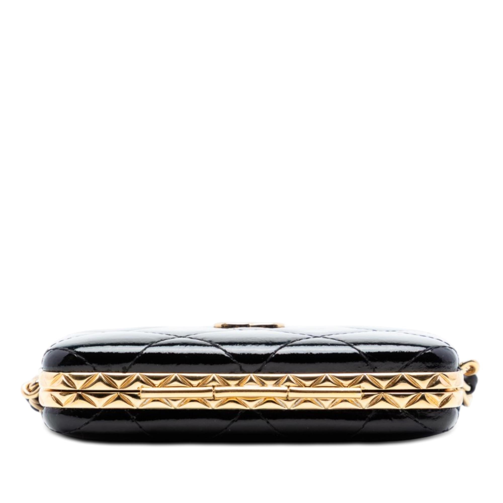 Chanel Small Glazed Goatskin Box With Chain