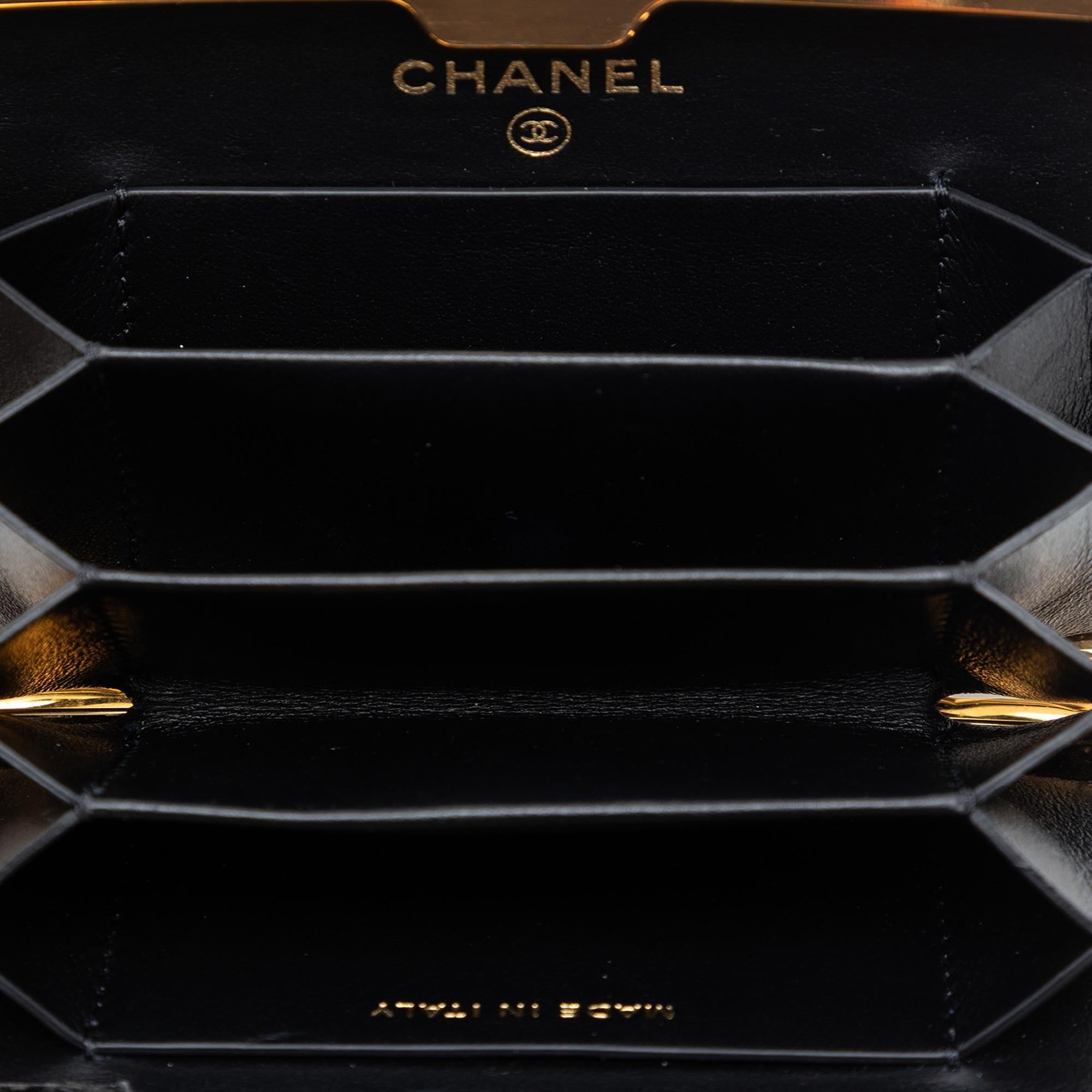 Chanel Small Glazed Goatskin Box With Chain