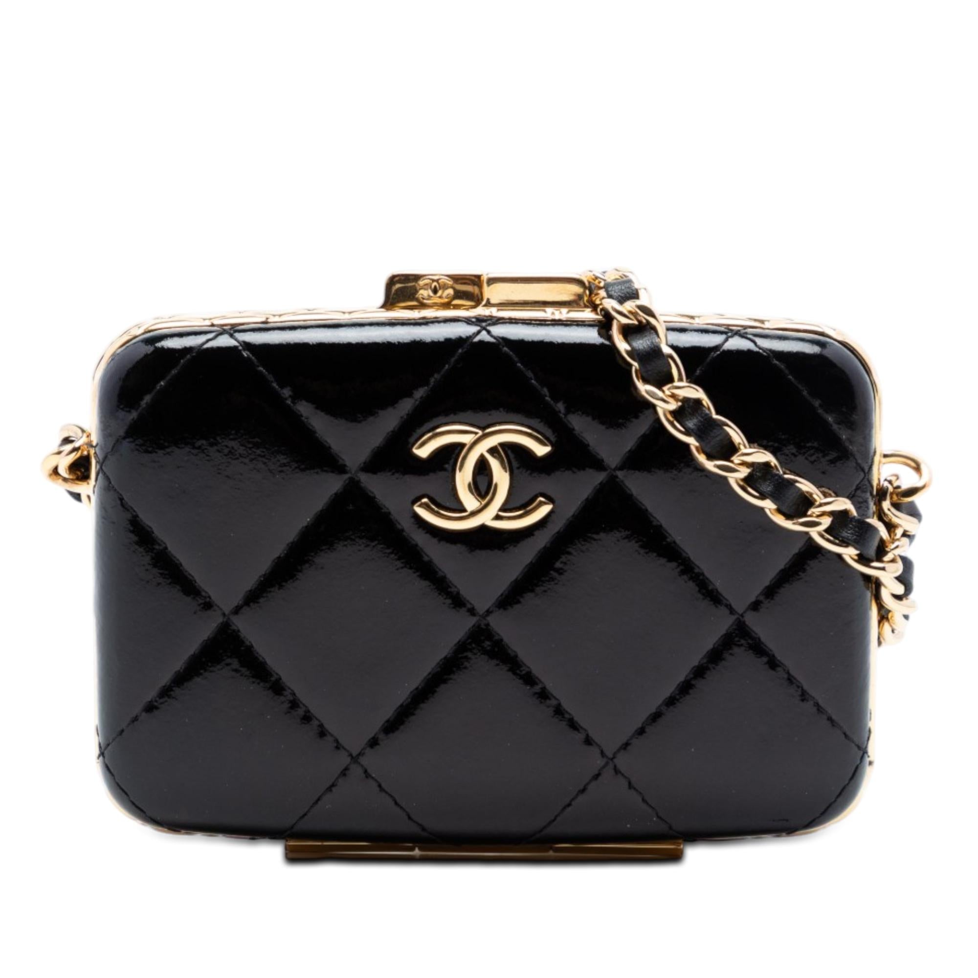 Chanel Small Glazed Goatskin Box With Chain
