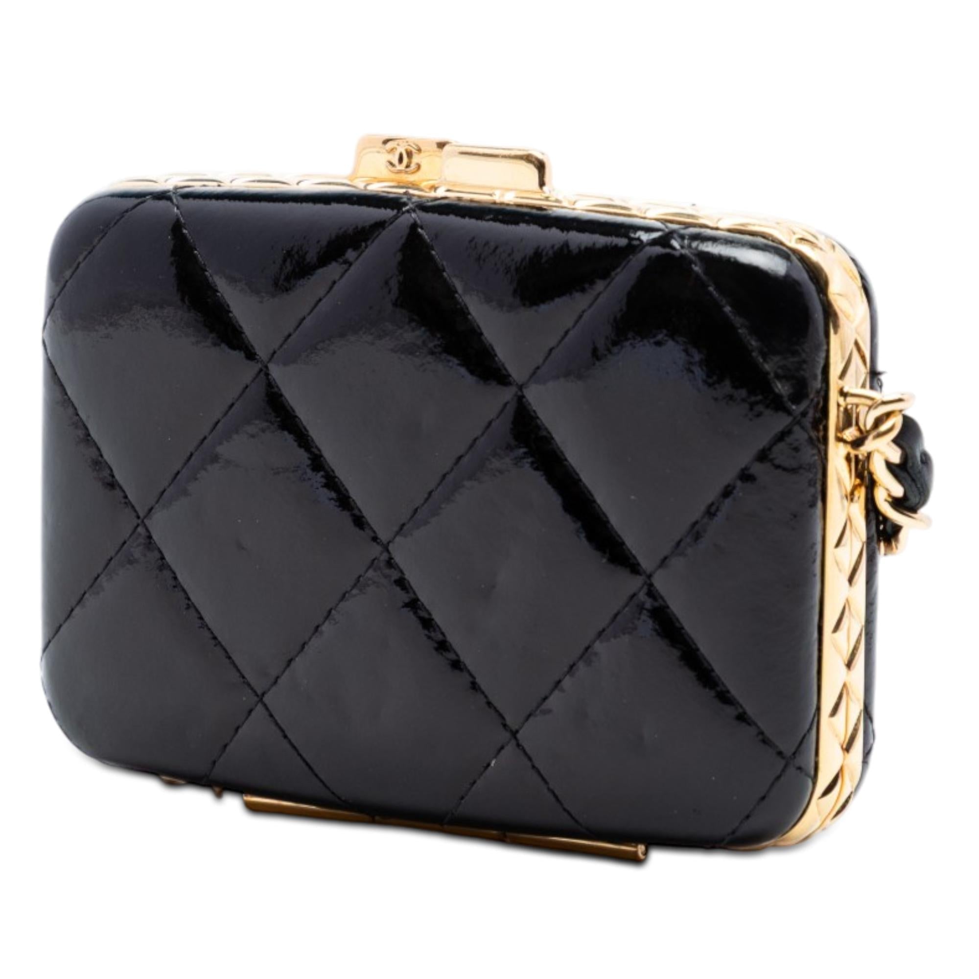 Chanel Small Glazed Goatskin Box With Chain