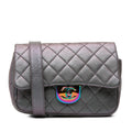 Chanel Small Iridescent Goatskin Rainbow Hardware Double Carry Waist Chain Flap