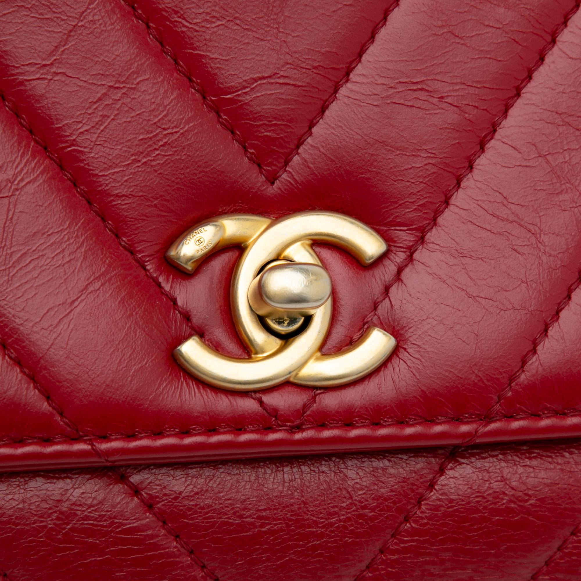 Chanel Small Lambskin Chevron Coco Top Handle Bag