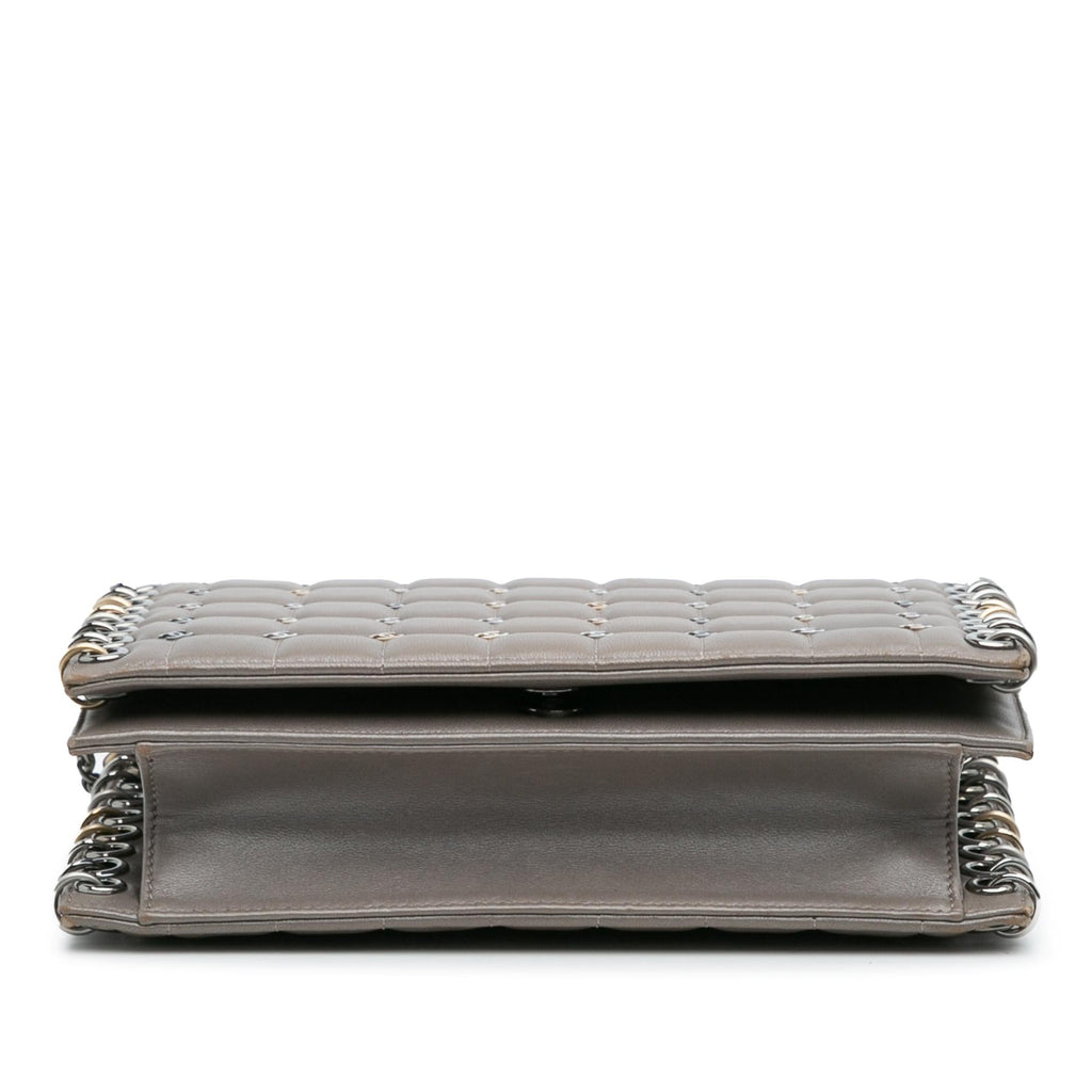 Chanel Small Lambskin Chocolate Bar CC Piercing Studded Chain Flap
