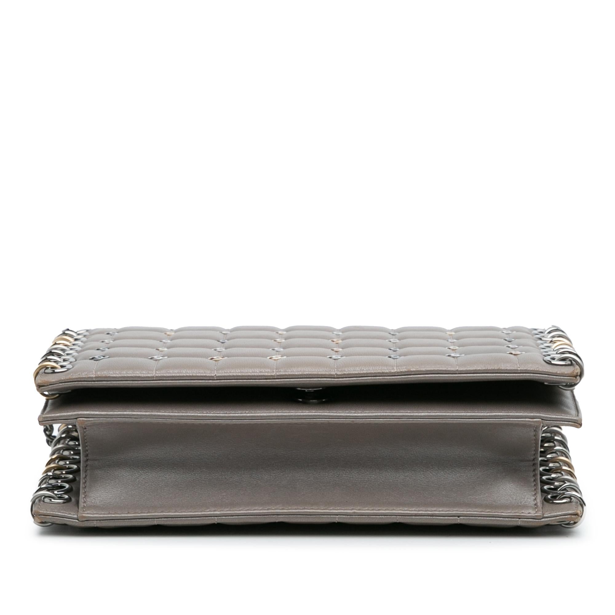 Chanel Small Lambskin Chocolate Bar CC Piercing Studded Chain Flap