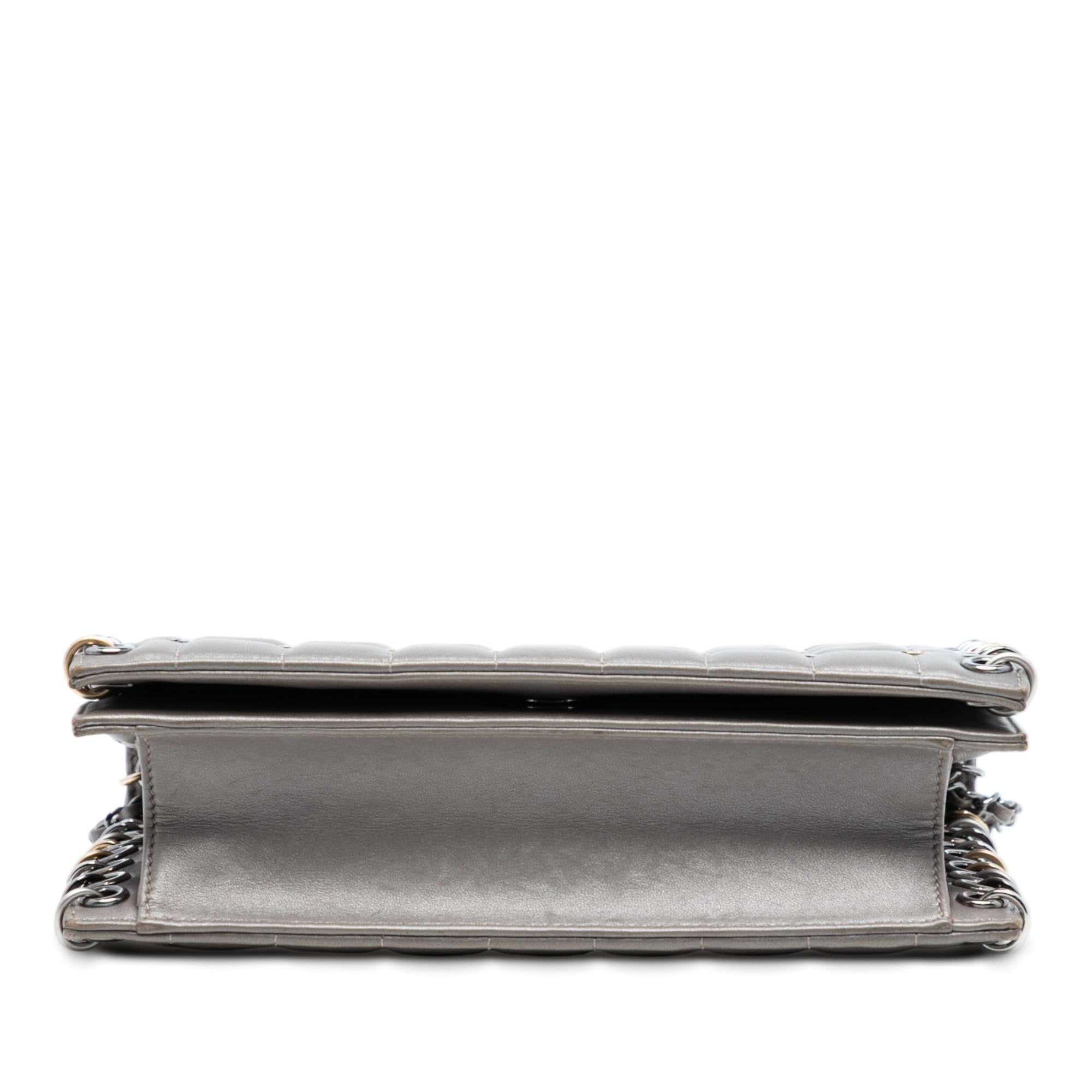 Chanel Small Lambskin Chocolate Bar CC Piercing Studded Chain Flap