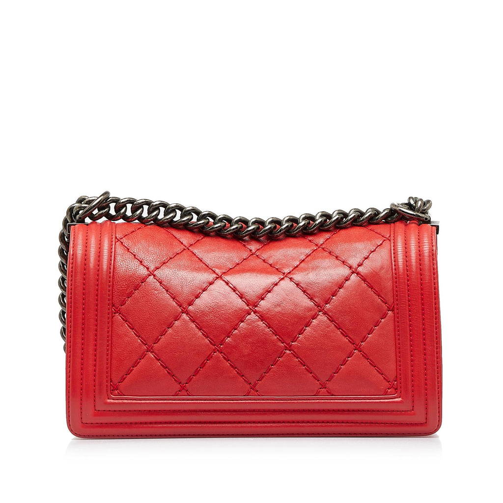 Chanel Small Lambskin Double Stitch Boy Flap