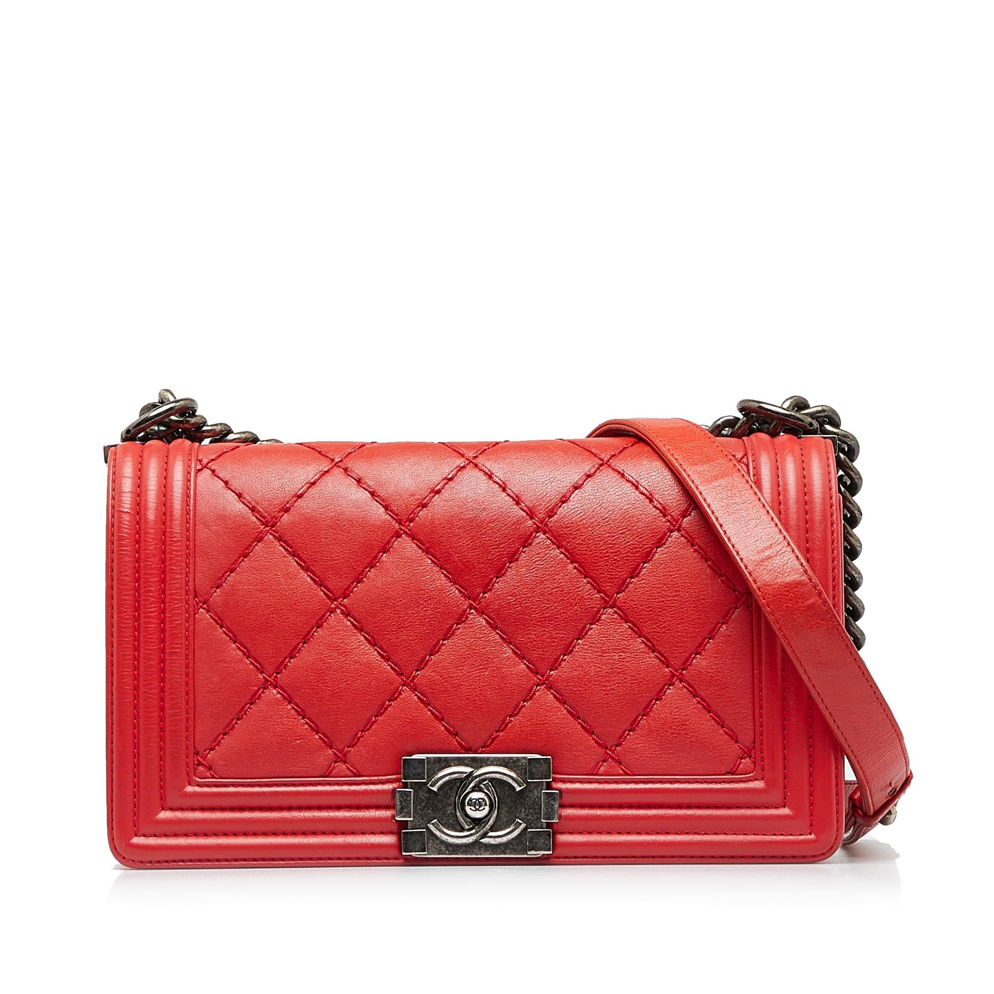 Chanel Small Lambskin Double Stitch Boy Flap