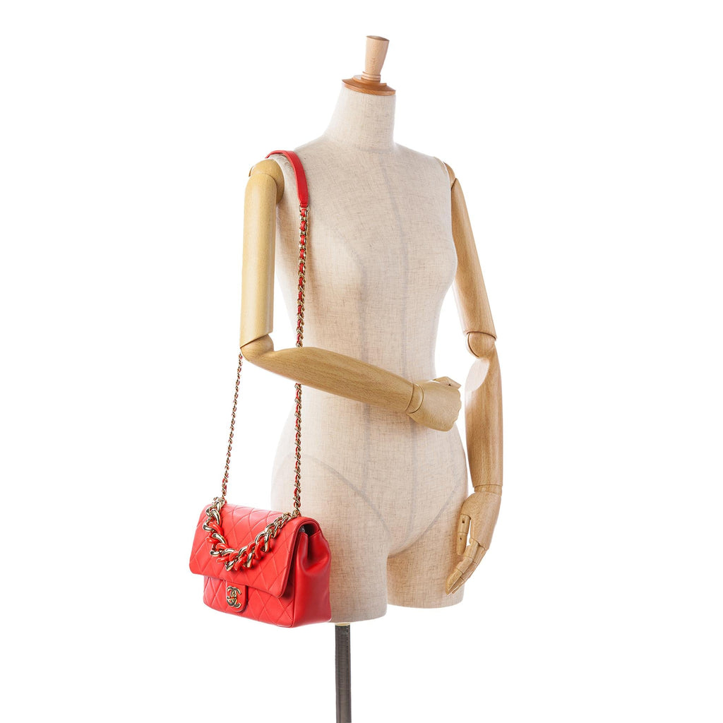 Chanel Small Lambskin Elegant Chain Single Flap (SHG-DSIYbx)