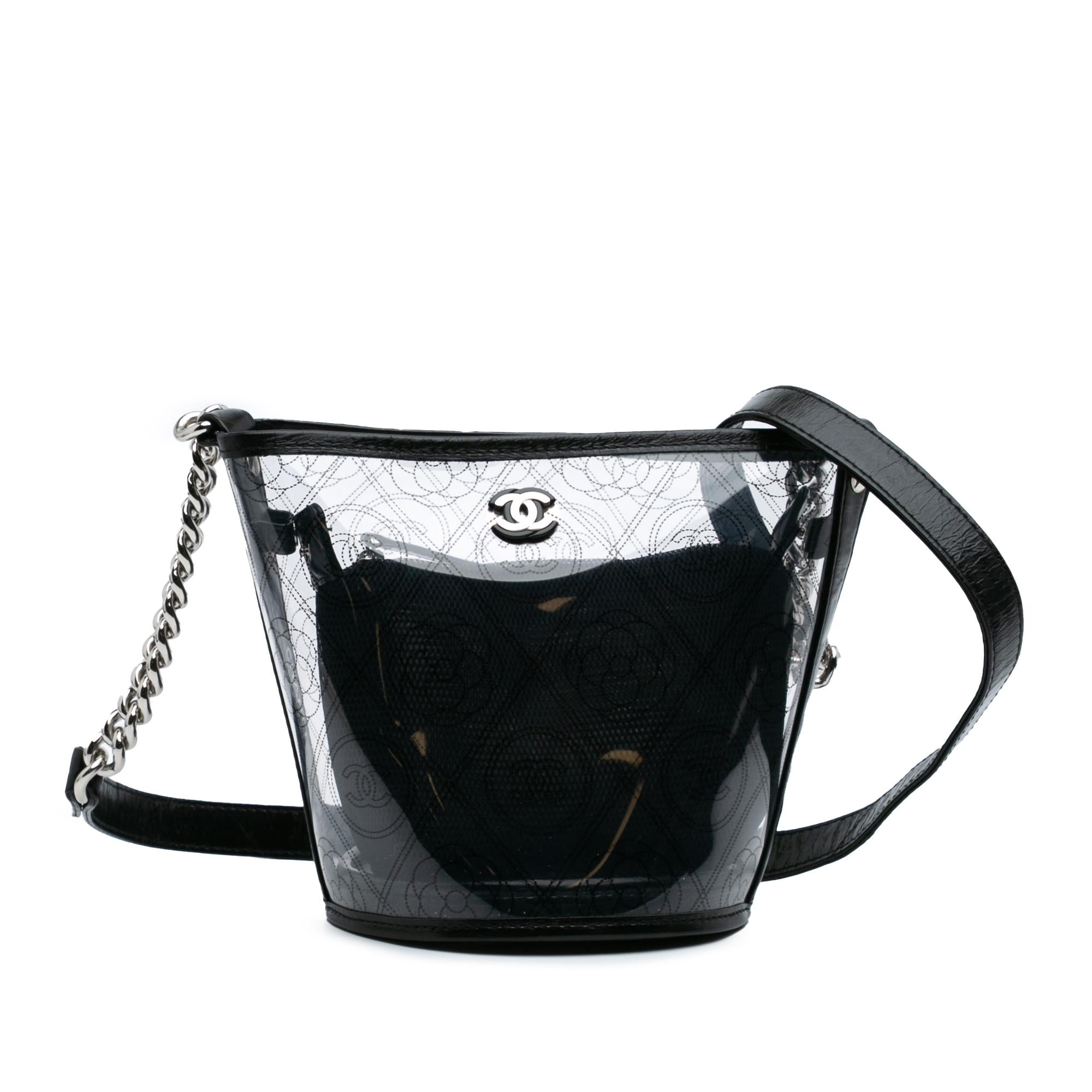 Chanel Small PVC and Crumpled Calfskin Camellia Coco Bucket Bag