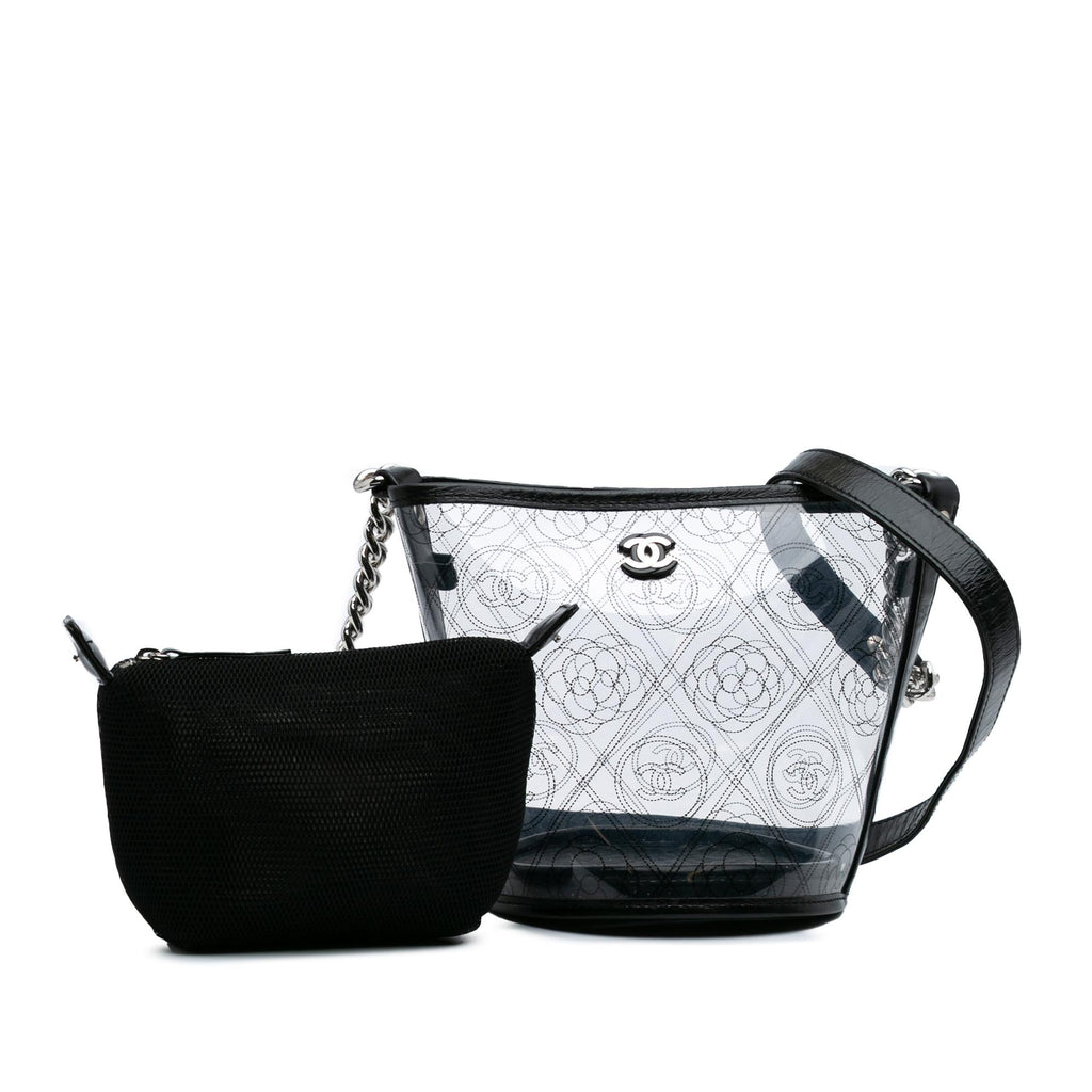 Chanel Small PVC and Crumpled Calfskin Camellia Coco Bucket Bag