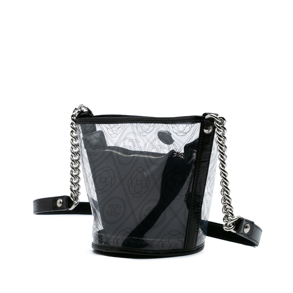 Chanel Small PVC and Crumpled Calfskin Camellia Coco Bucket Bag