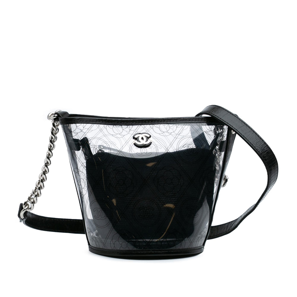 Chanel Small PVC and Crumpled Calfskin Camellia Coco Bucket Bag