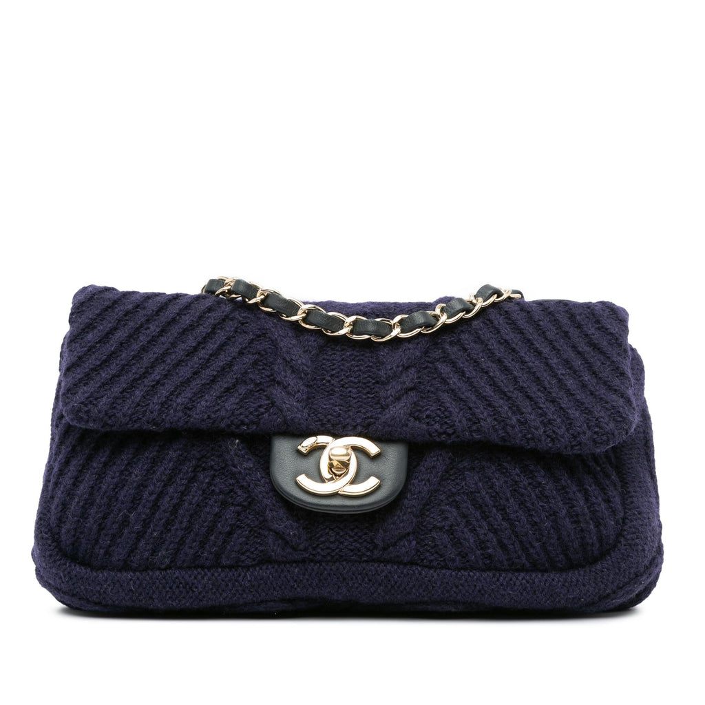 Chanel Small Paris Hamburg Cable Knit Flap (SHG-3xWf2e)