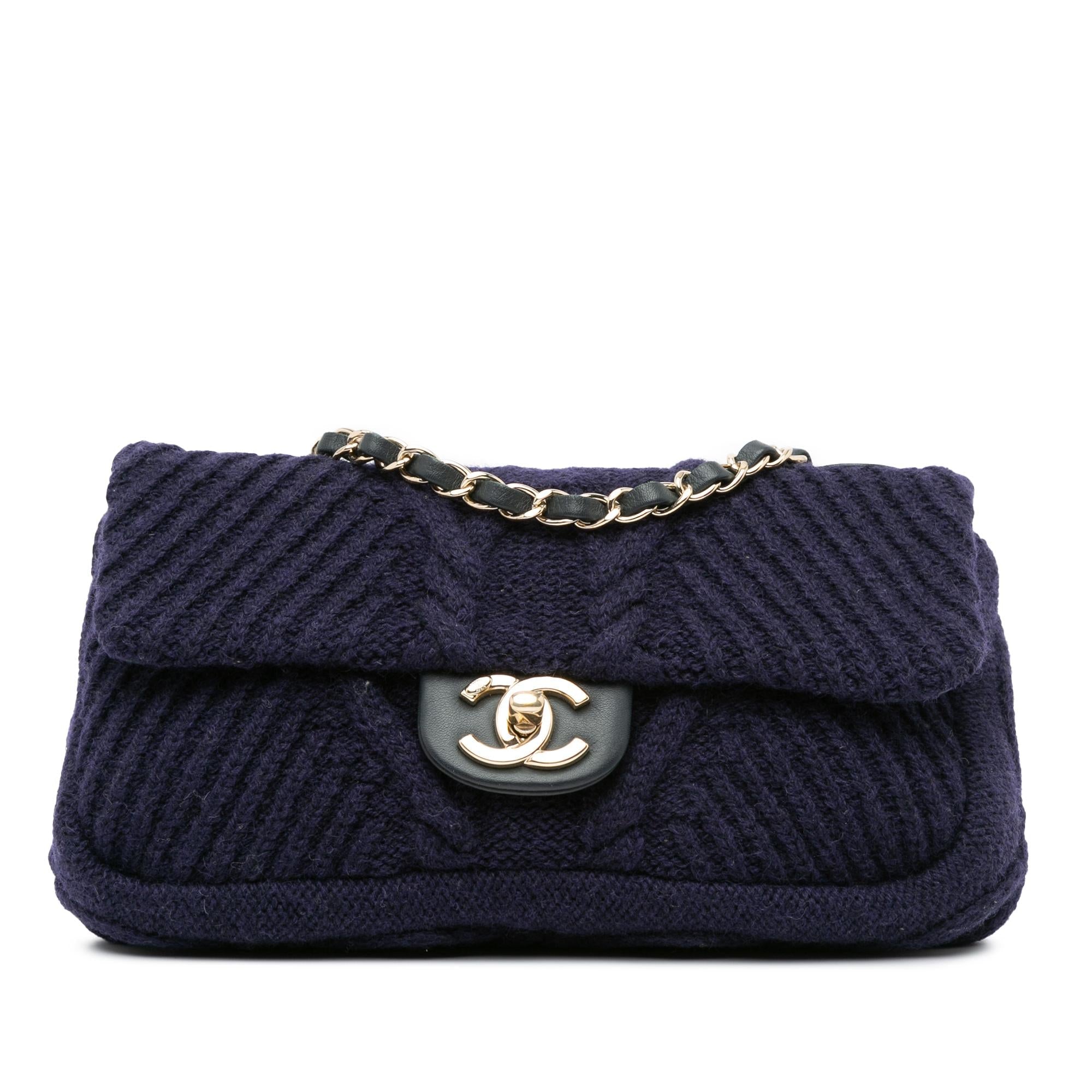 Chanel Small Paris Hamburg Cable Knit Flap (SHG-3xWf2e)