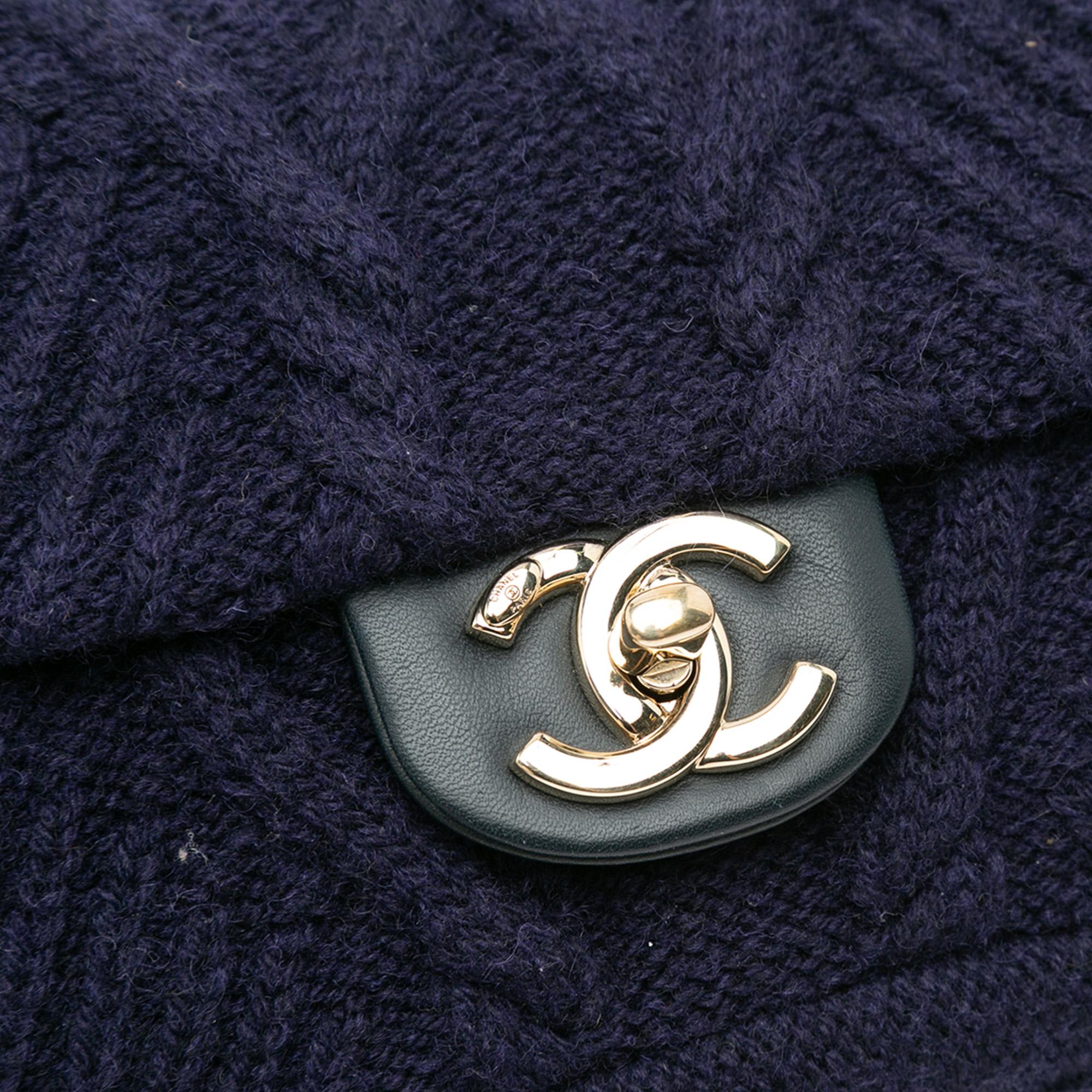 Chanel Small Paris Hamburg Cable Knit Flap (SHG-3xWf2e)
