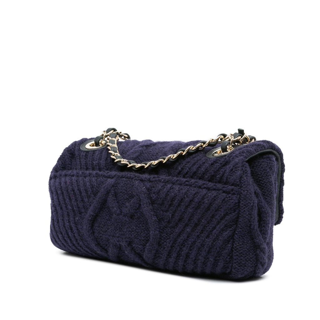 Chanel Small Paris Hamburg Cable Knit Flap (SHG-3xWf2e)