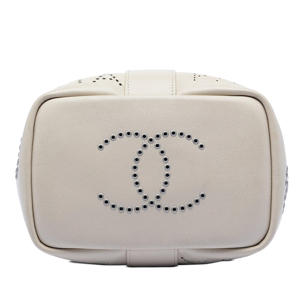 Chanel Small Perforated Calfskin Logo Eyelet Bucket Bag