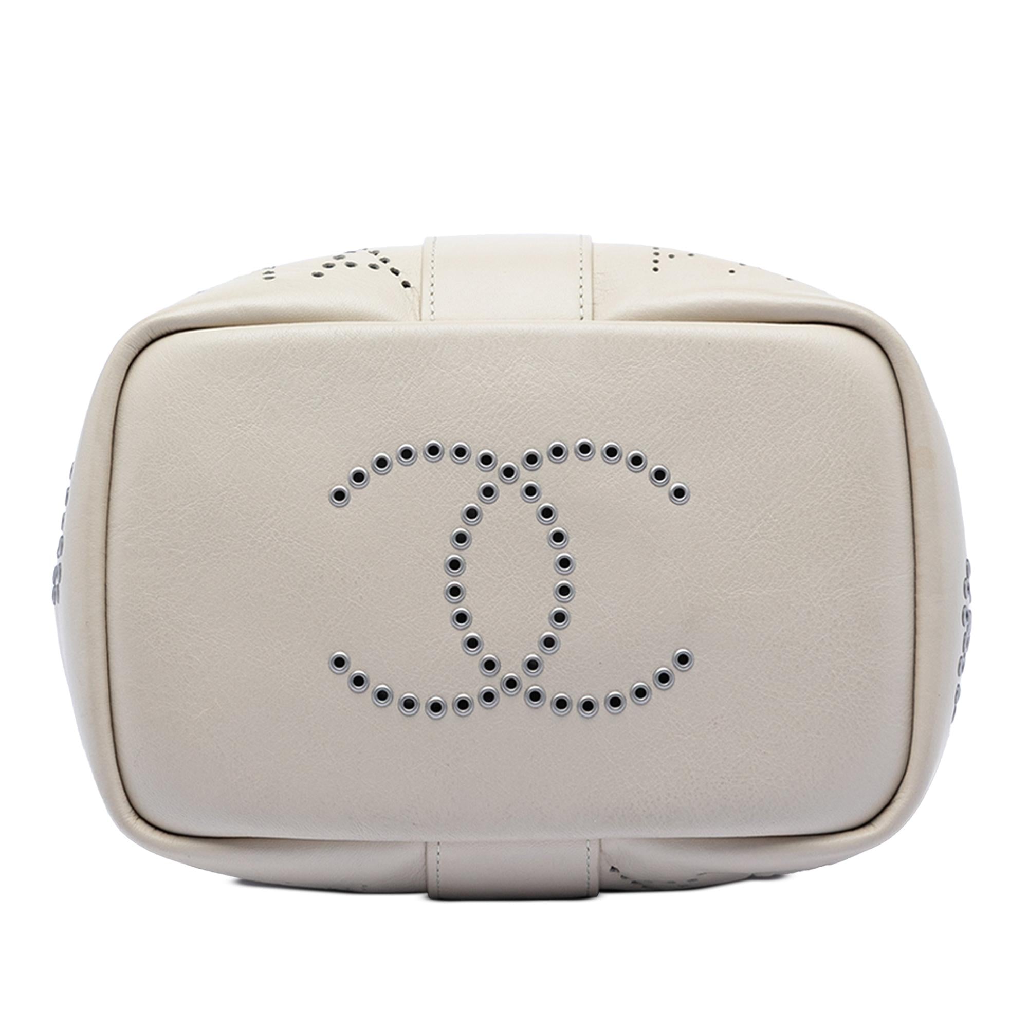 Chanel Small Perforated Calfskin Logo Eyelet Bucket Bag