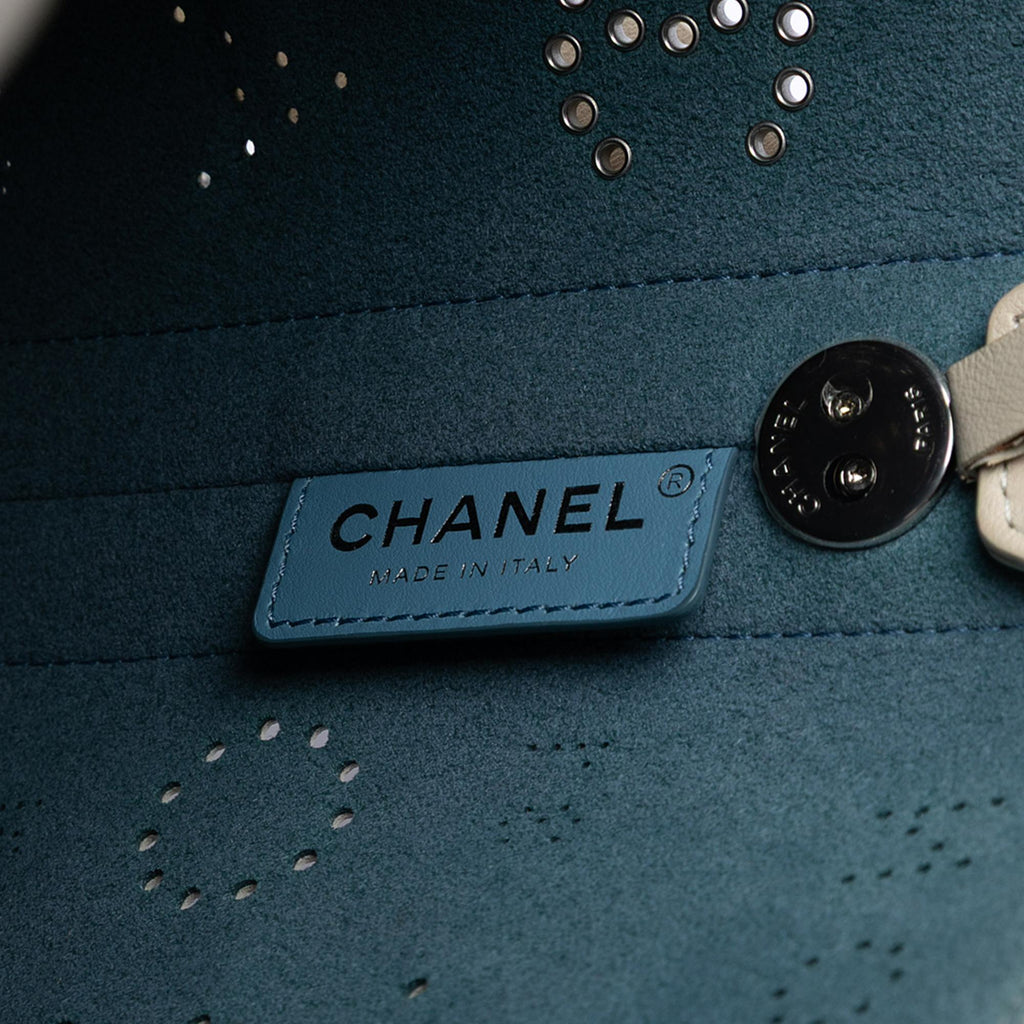 Chanel Small Perforated Calfskin Logo Eyelet Bucket Bag