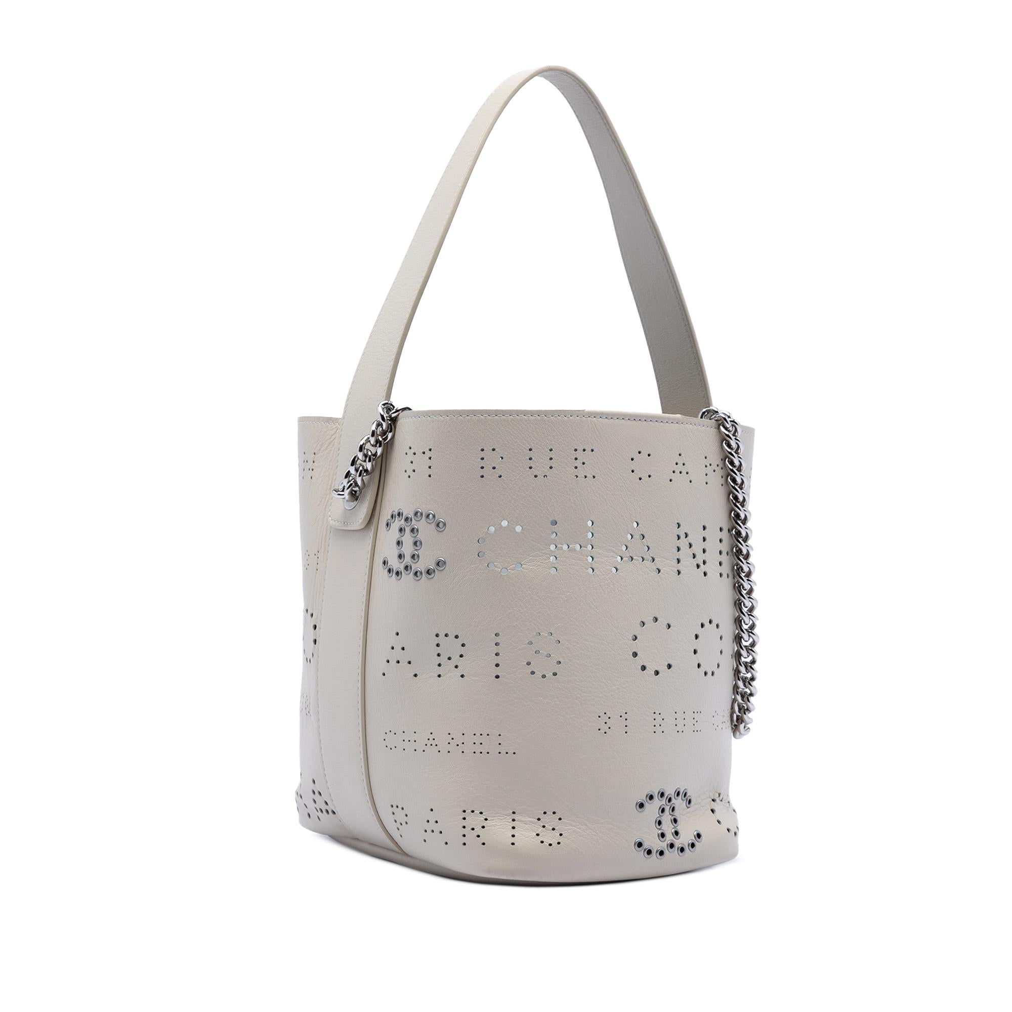 Chanel Small Perforated Calfskin Logo Eyelet Bucket Bag