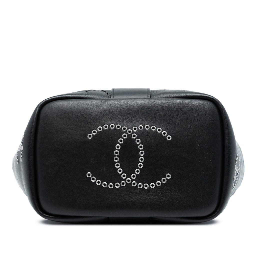 Chanel Small Perforated Calfskin Logo Eyelet Bucket Bag