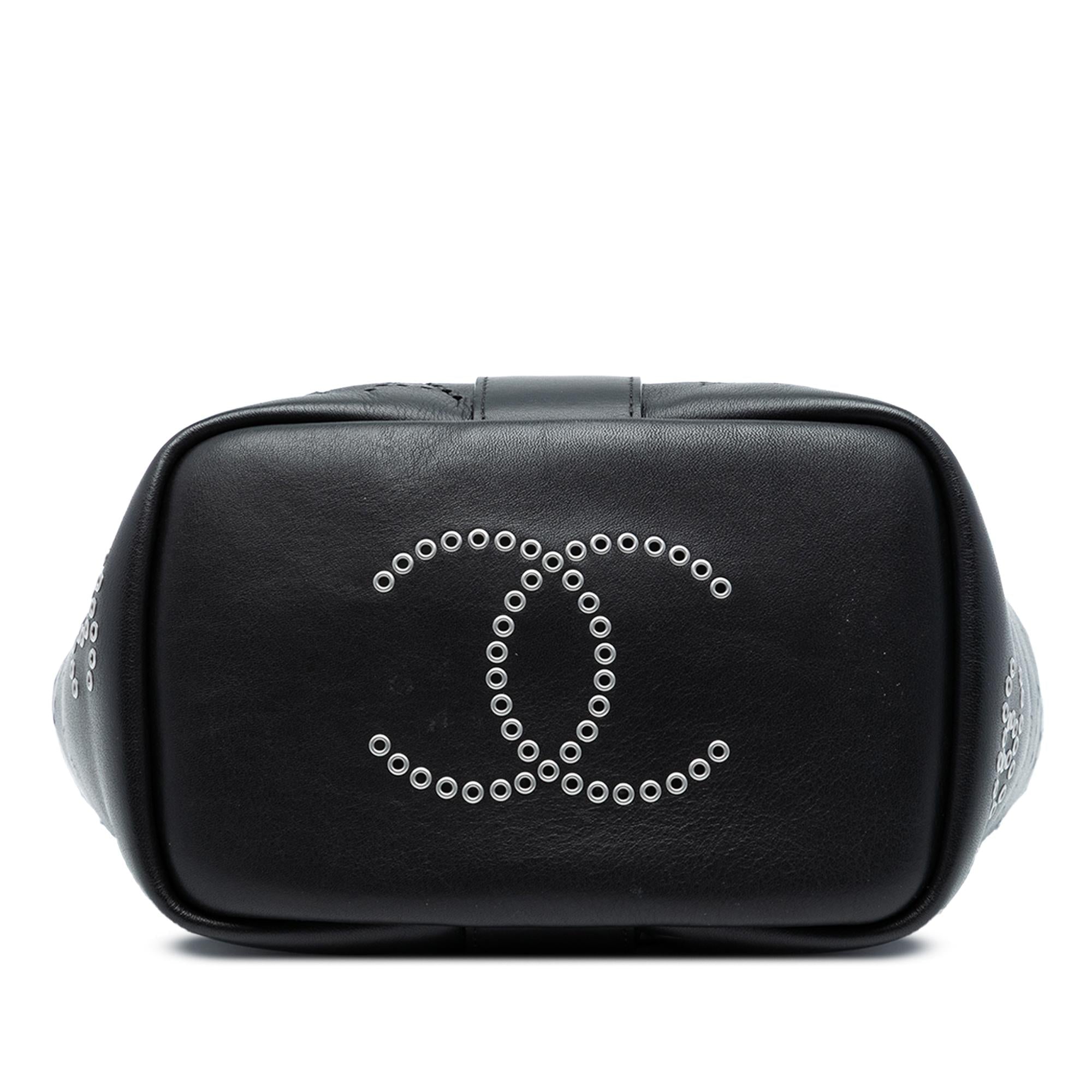 Chanel Small Perforated Calfskin Logo Eyelet Bucket Bag