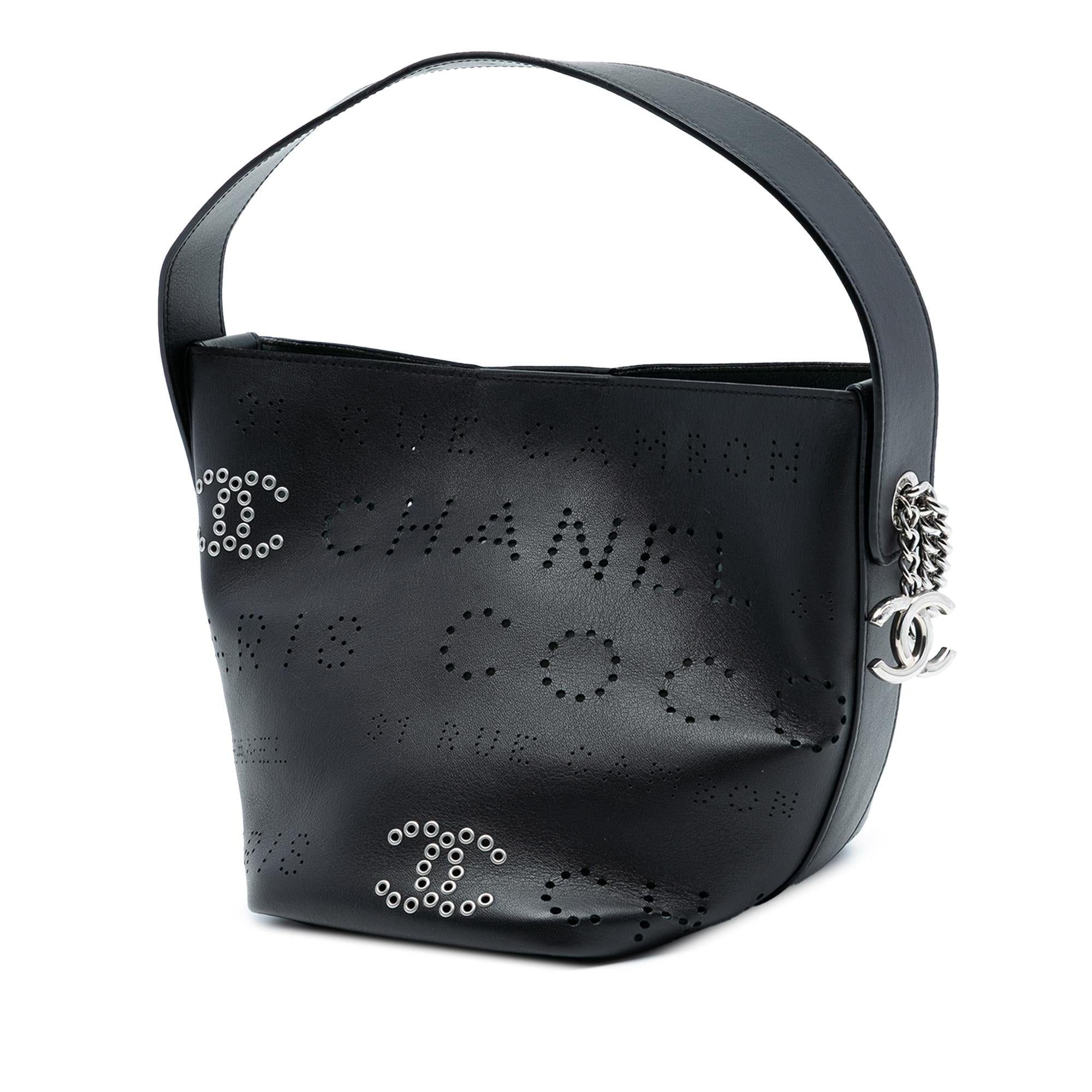 Chanel Small Perforated Calfskin Logo Eyelet Bucket Bag