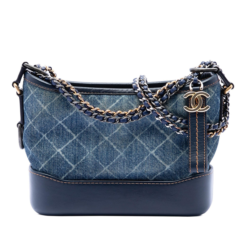 Chanel Small Printed Denim and Calfskin Gabrielle Hobo