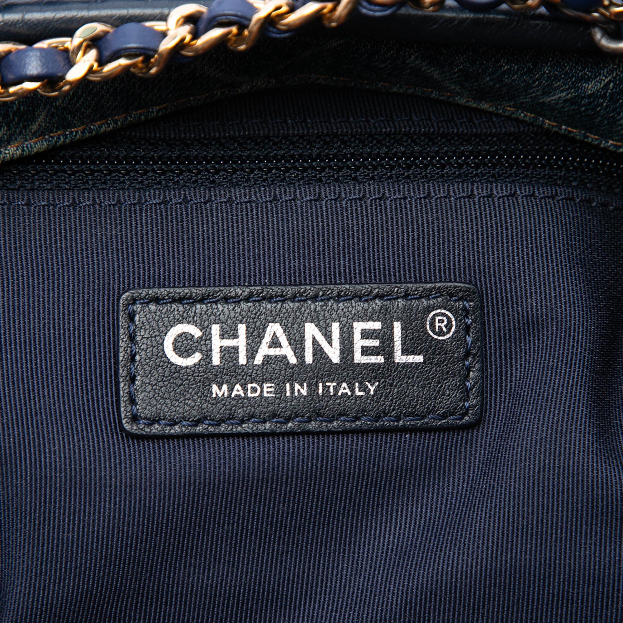 Chanel Small Printed Denim and Calfskin Gabrielle Hobo