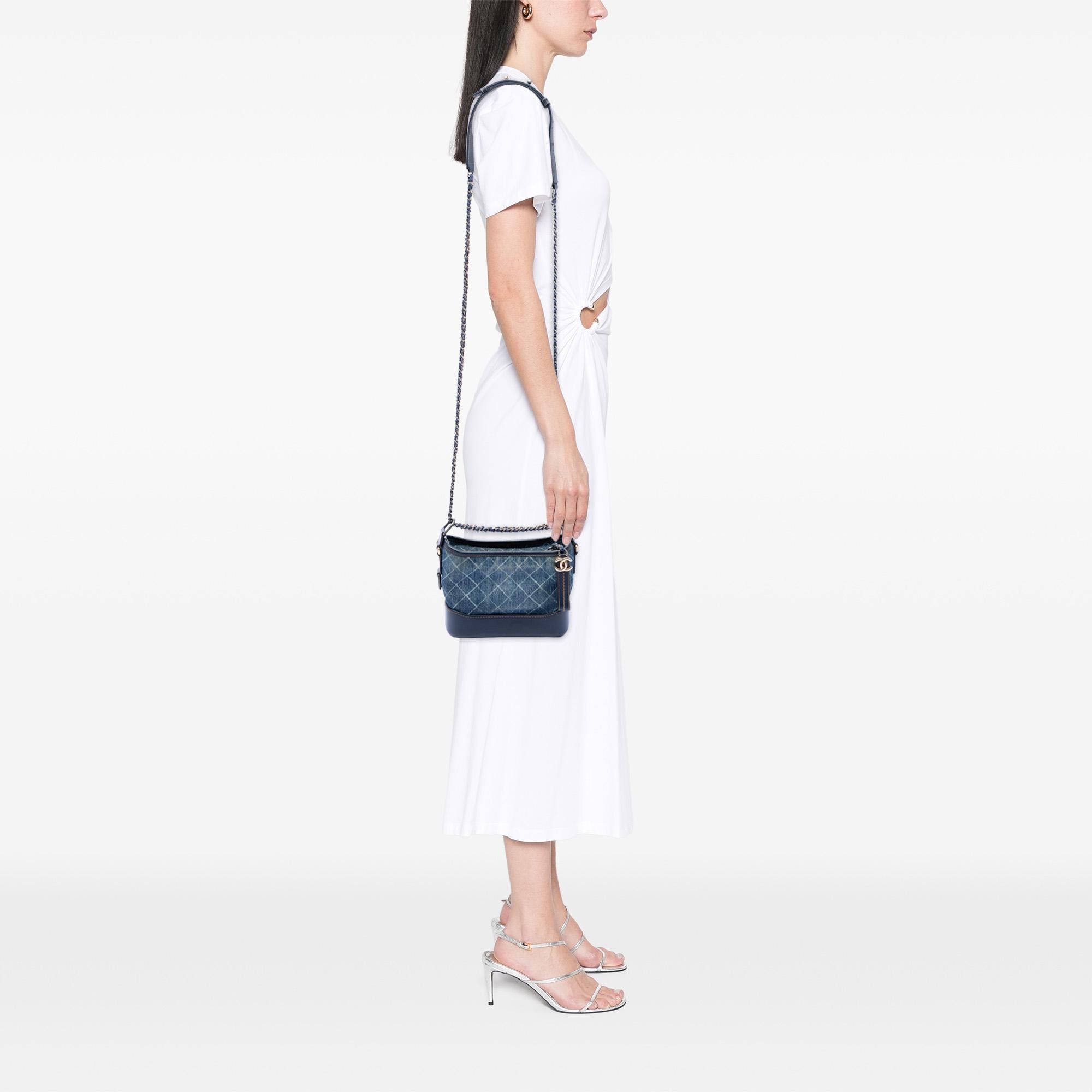 Chanel Small Printed Denim and Calfskin Gabrielle Hobo