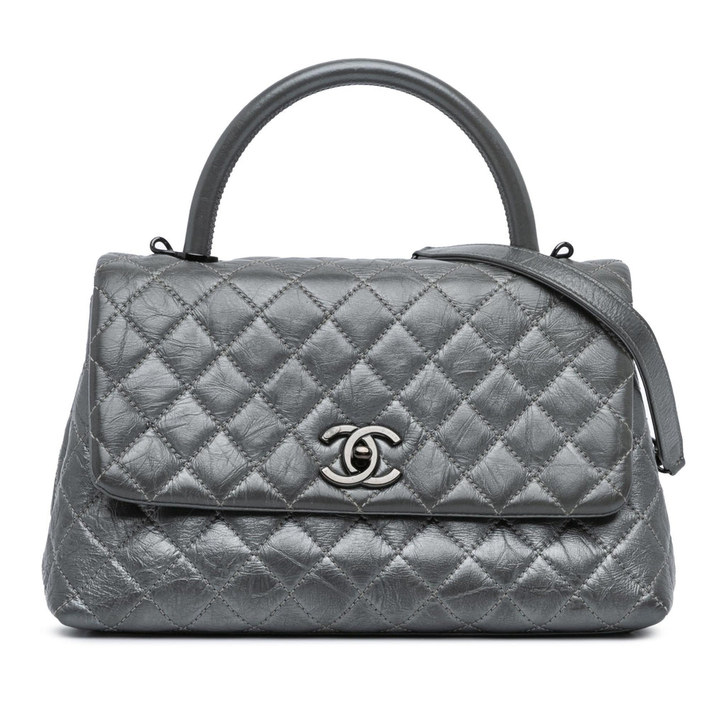 Chanel Small Quilted Aged Calfskin Coco Top Handle Bag