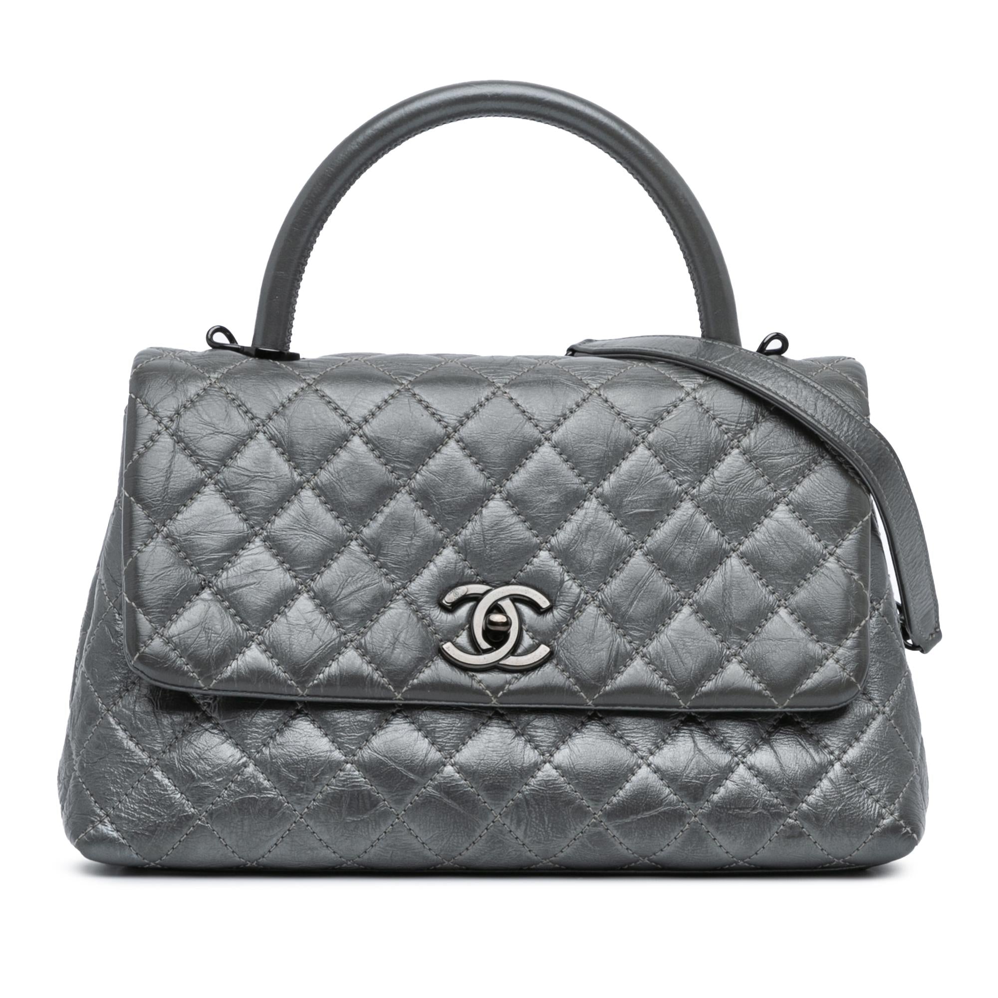 Chanel Small Quilted Aged Calfskin Coco Top Handle Bag