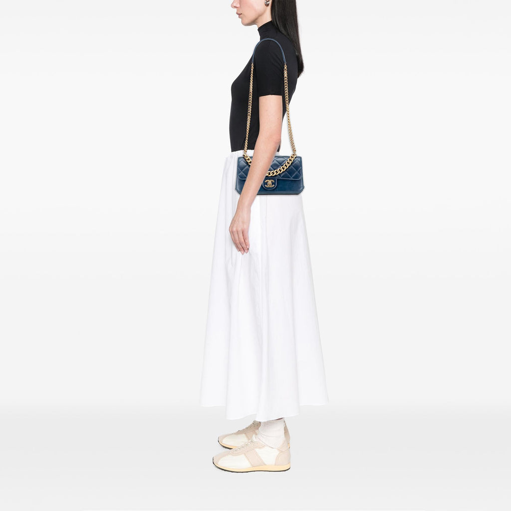 Chanel Small Quilted Calfskin Straight Lined Flap