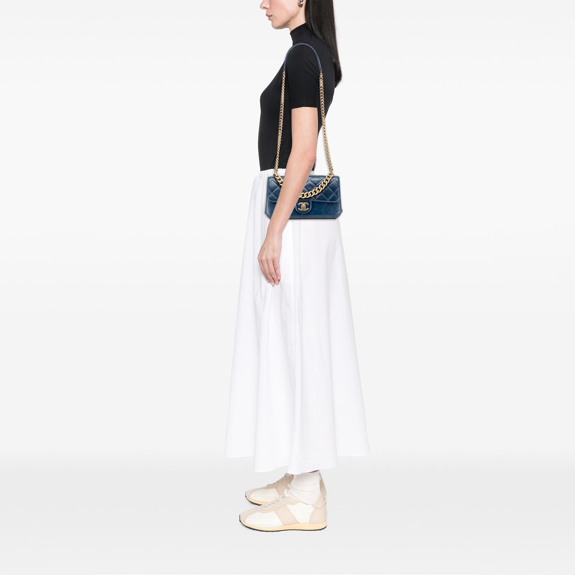 Chanel Small Quilted Calfskin Straight Lined Flap