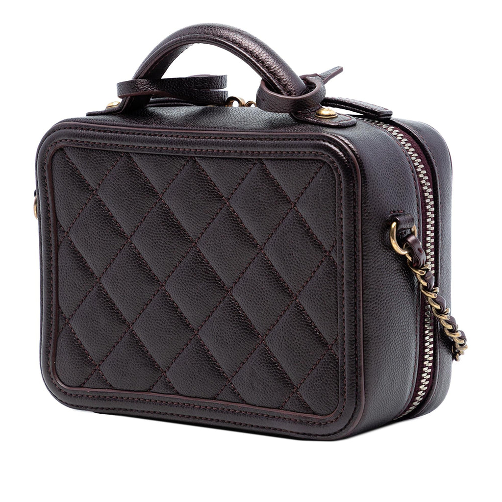 Chanel Small Quilted Caviar Filigree Vanity Case