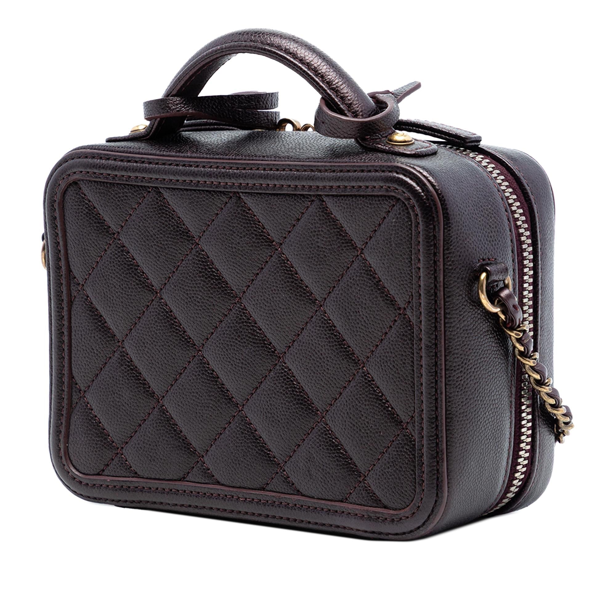Chanel Small Quilted Caviar Filigree Vanity Case