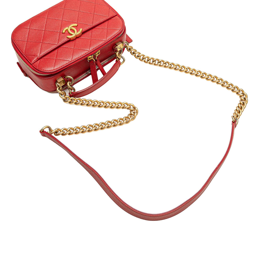 Chanel Small Quilted Caviar Top Handle Camera Bag