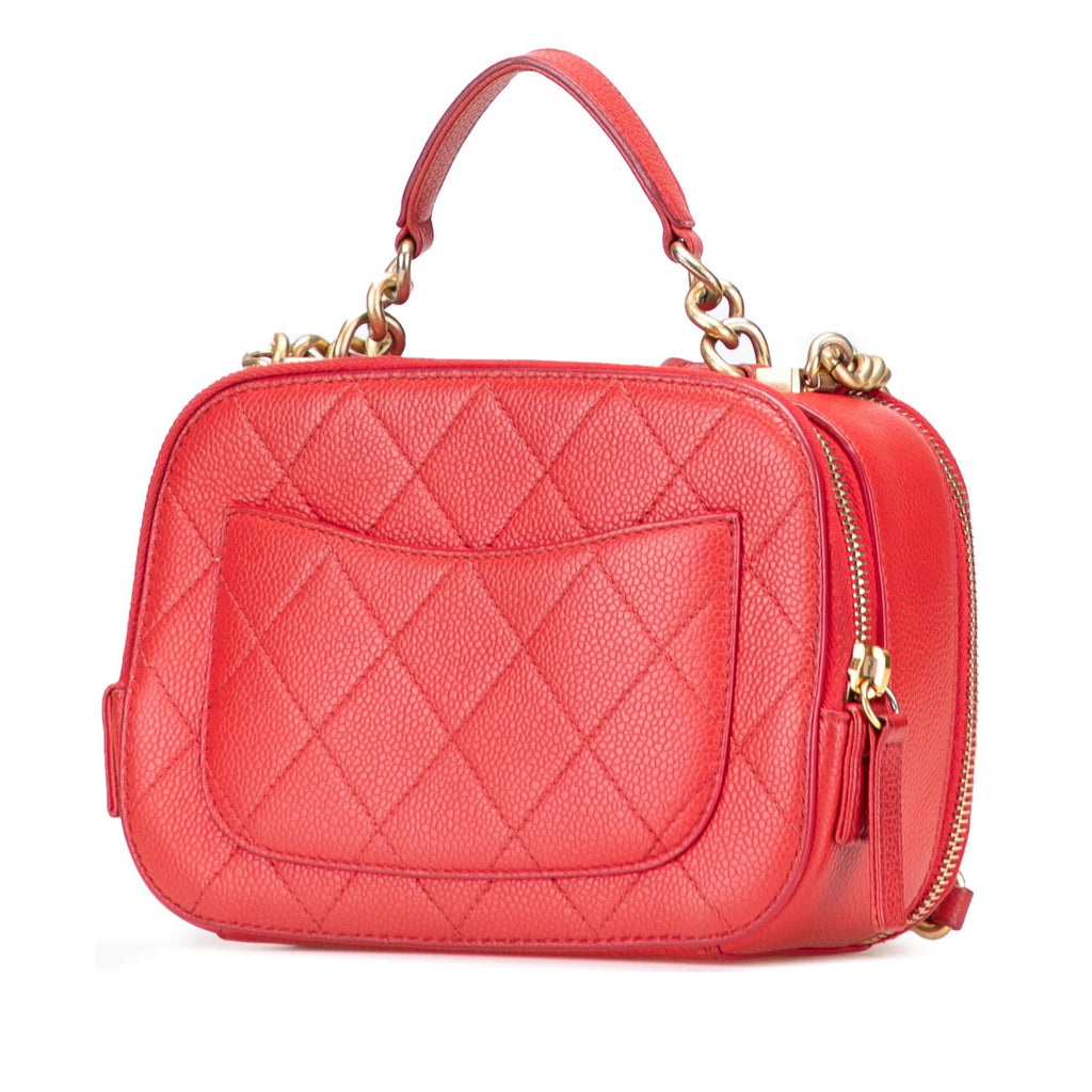Chanel Small Quilted Caviar Top Handle Camera Bag