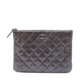 Chanel Small Quilted Crinkled Patent O Case Clutch