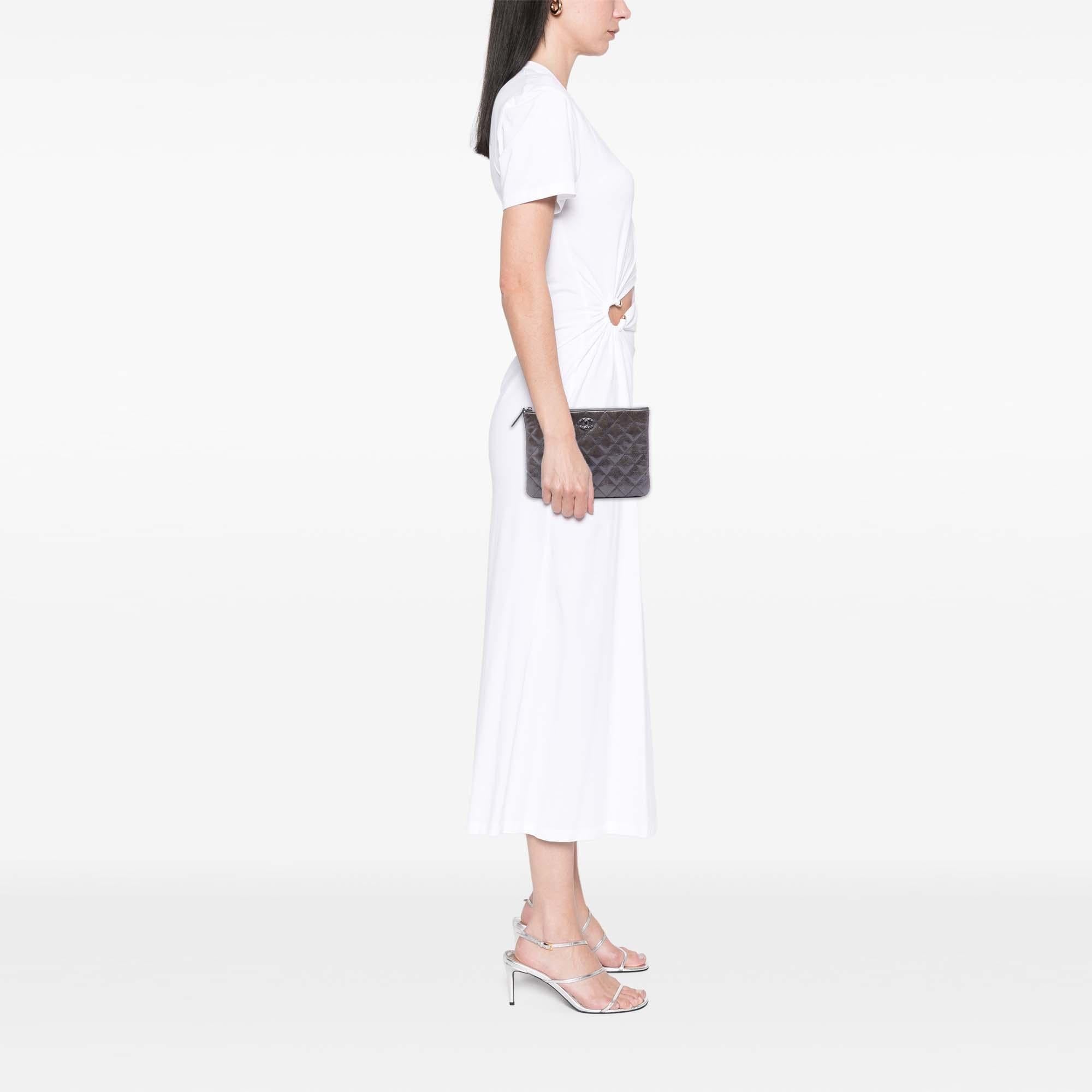 Chanel Small Quilted Crinkled Patent O Case Clutch
