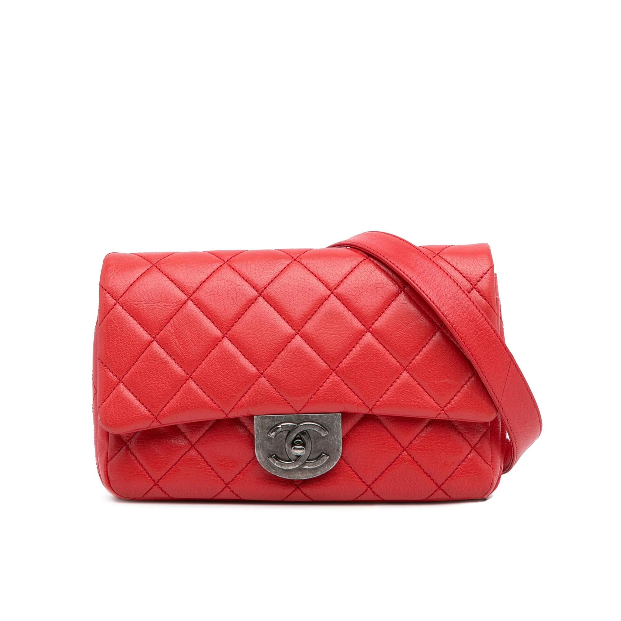 Chanel Small Quilted Goatskin Double Carry Waist Chain Flap