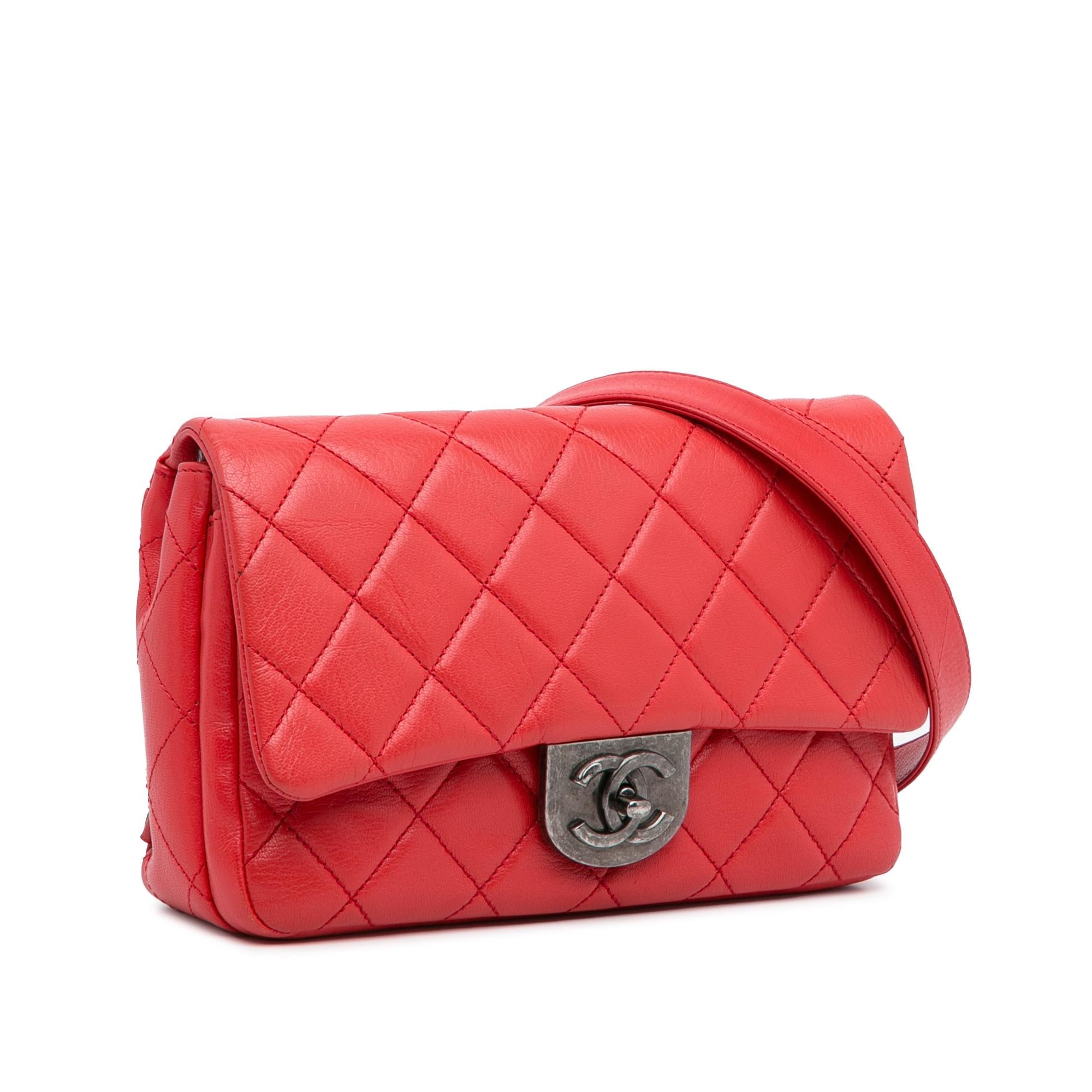 Chanel Small Quilted Goatskin Double Carry Waist Chain Flap