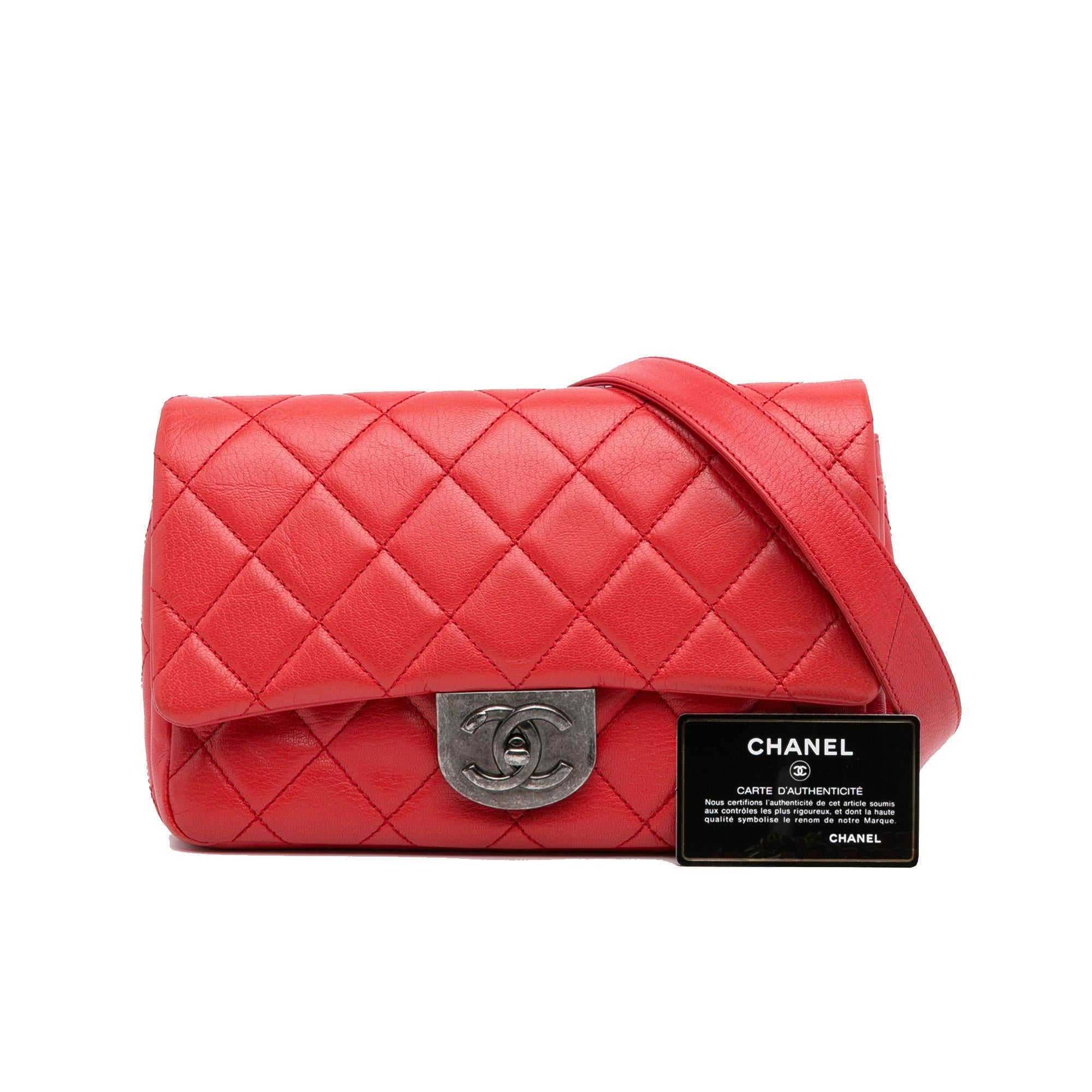 Chanel Small Quilted Goatskin Double Carry Waist Chain Flap