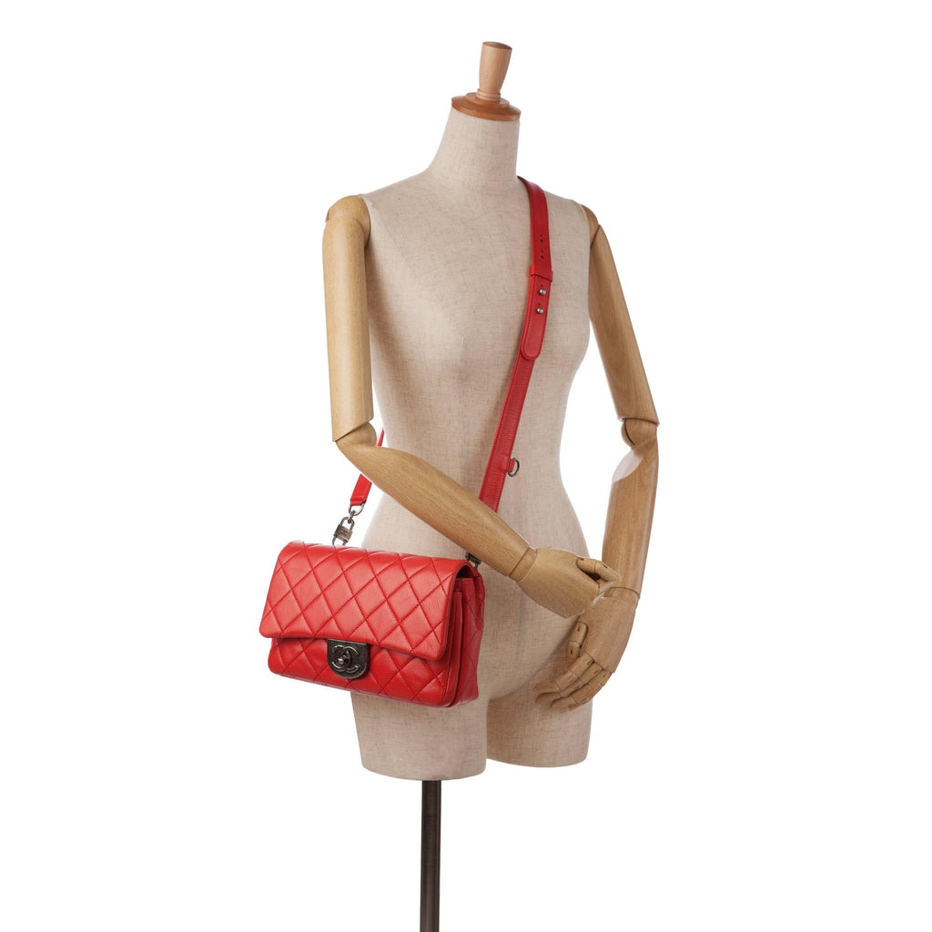 Chanel Small Quilted Goatskin Double Carry Waist Chain Flap