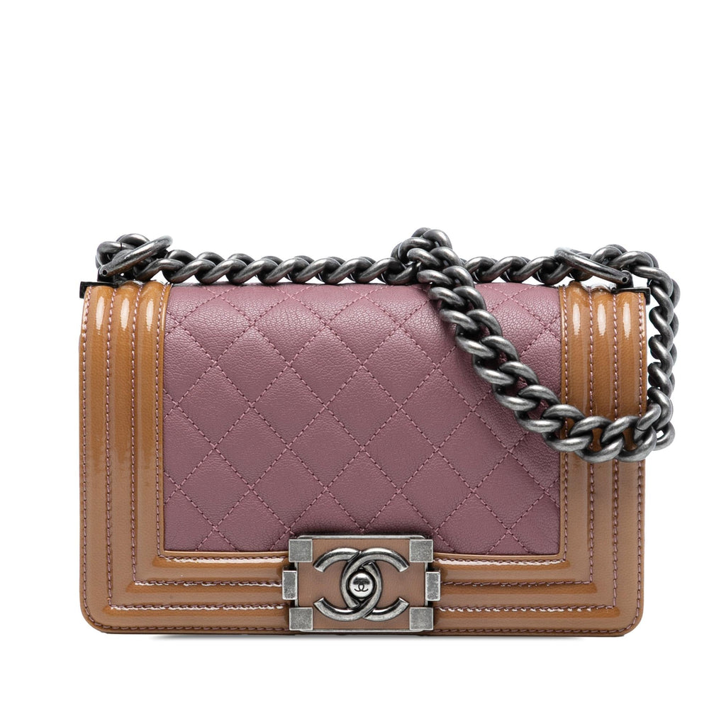 Chanel Small Quilted Goatskin and Patent Duo Boy Flap