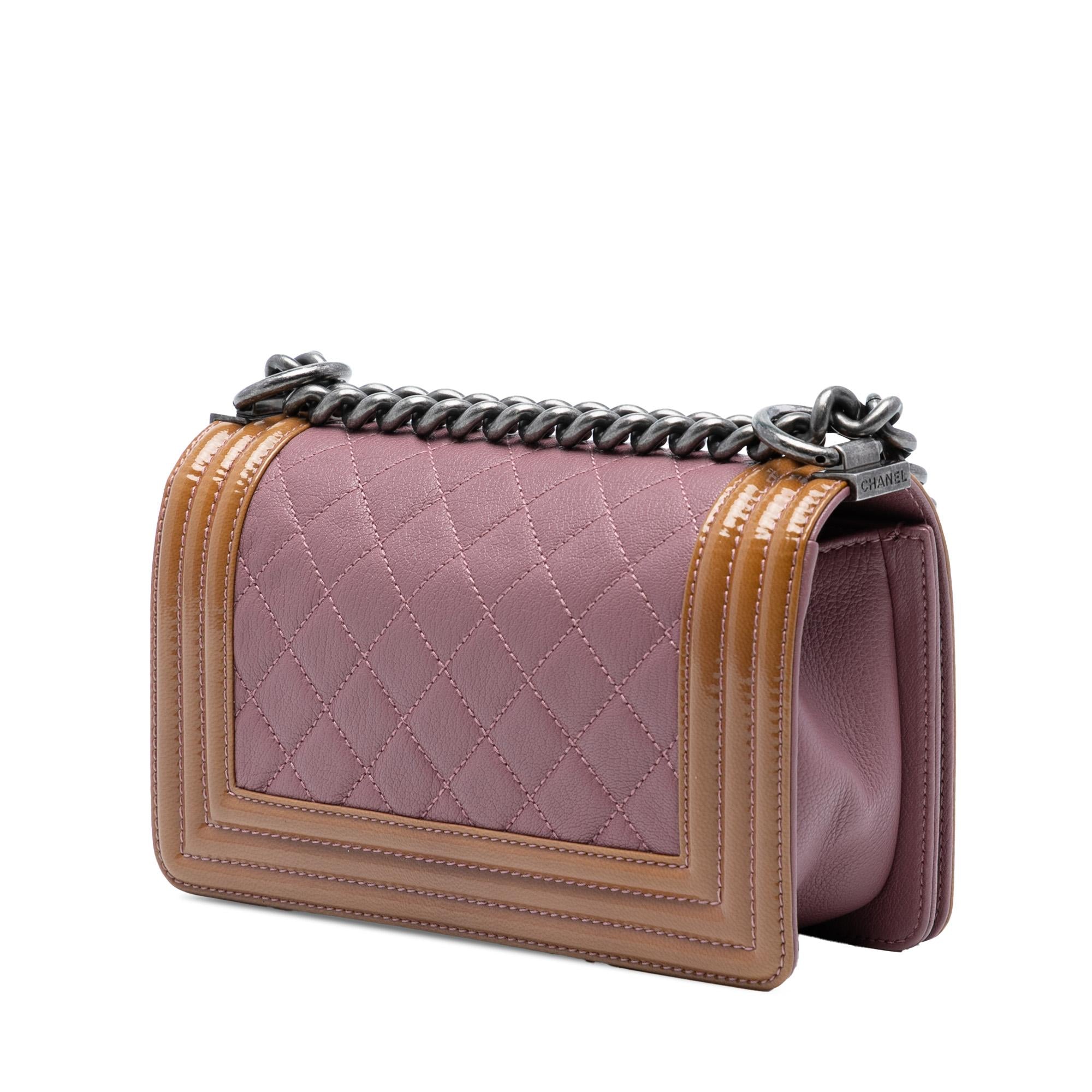 Chanel Small Quilted Goatskin and Patent Duo Boy Flap