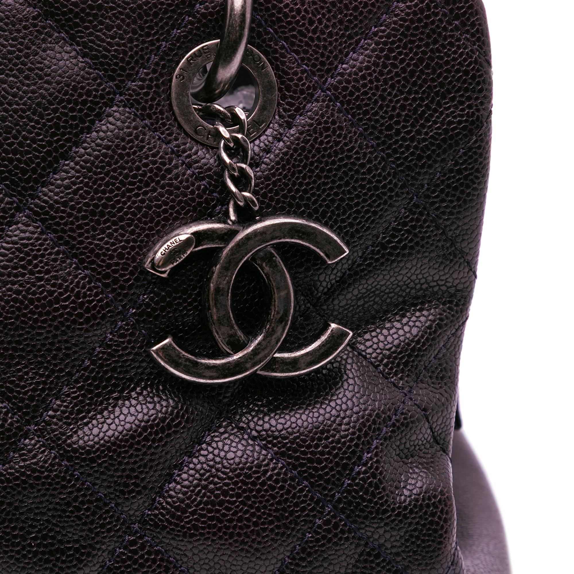 Chanel Small Quilted Iridescent Caviar Chic Shopping Tote