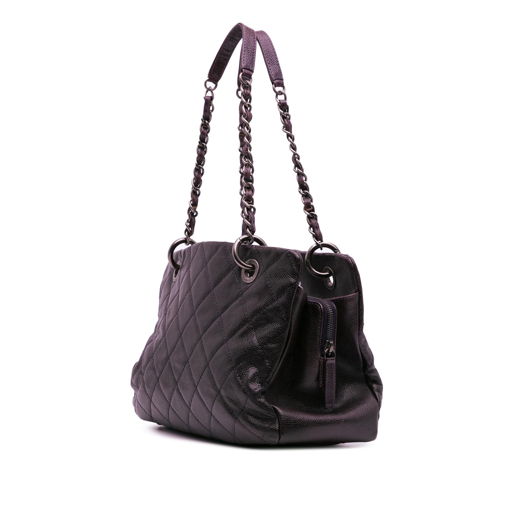 Chanel Small Quilted Iridescent Caviar Chic Shopping Tote