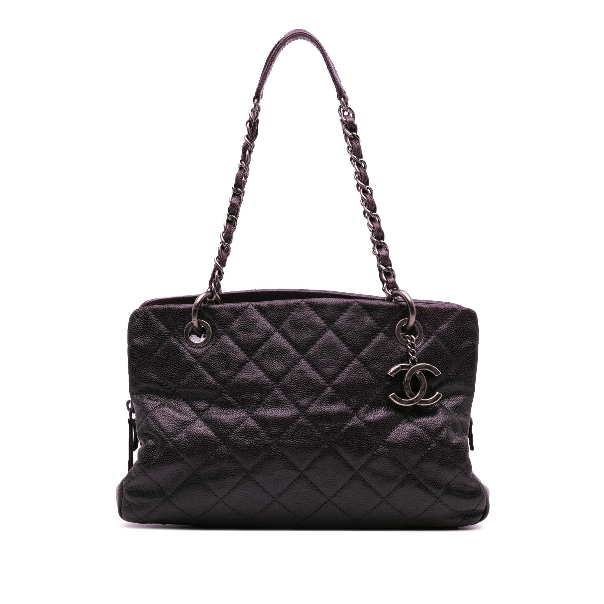 Chanel Small Quilted Iridescent Caviar Chic Shopping Tote