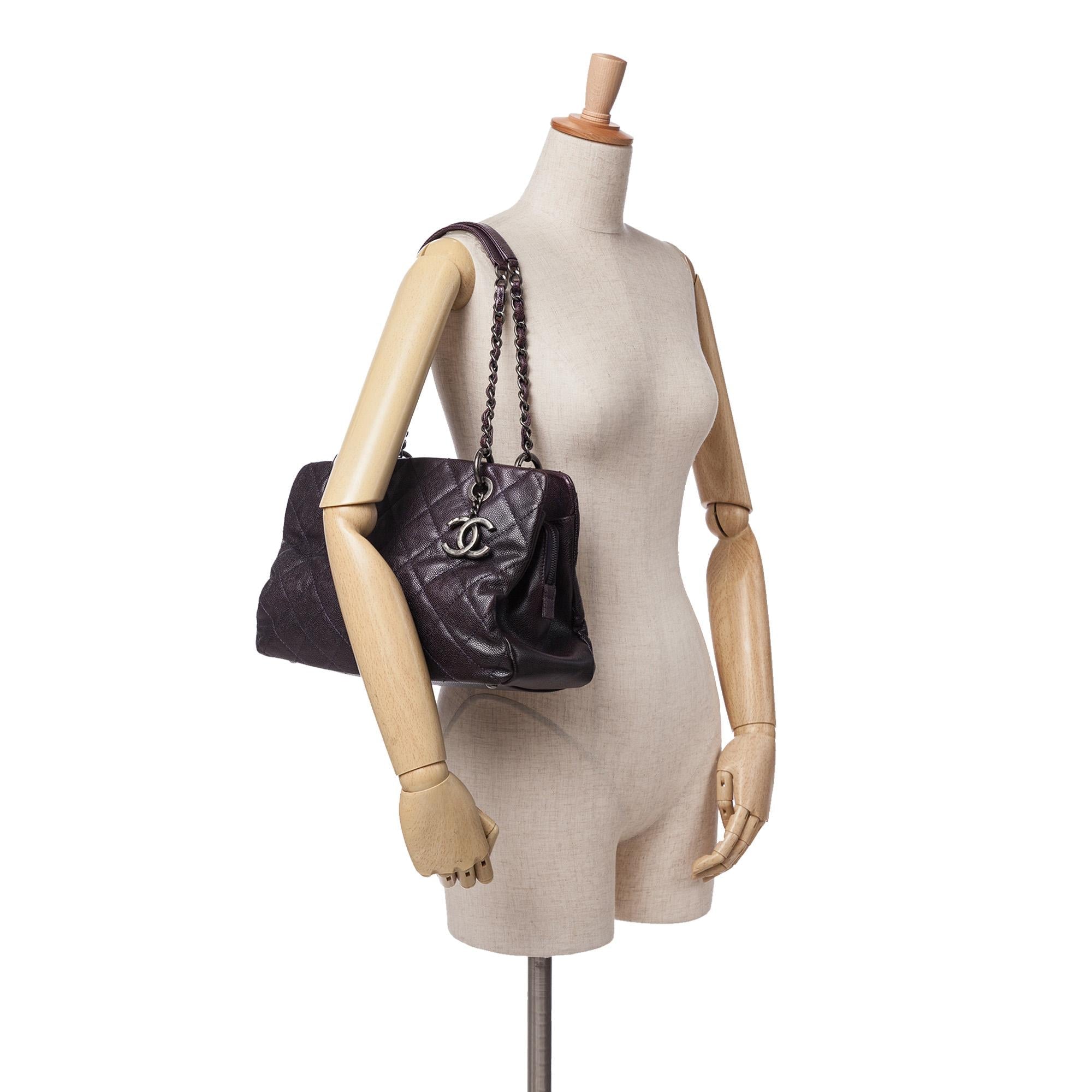 Chanel Small Quilted Iridescent Caviar Chic Shopping Tote